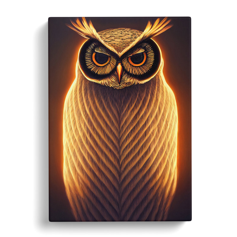 Glowing Owl - Wrapped Canvas Print, 60cm H x 40cm W x 3cm D