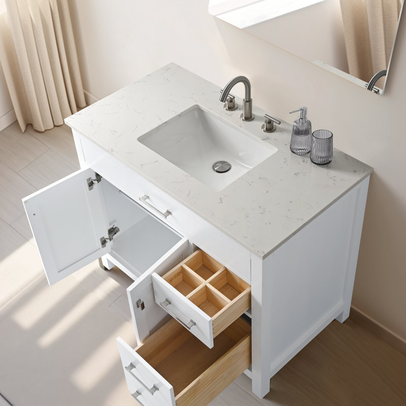 Trevor 42" W Single Vanity, White/Brushed Nickel