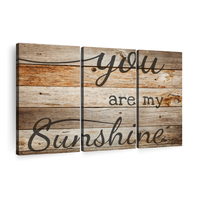 You Are My Sunshine Typographie II - ensemble de 3 toiles tendues, H 48 po x l 74 po x P 1,25 po