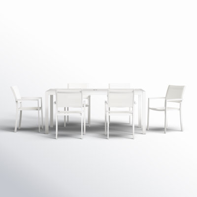 Aynura 6-Person Aluminum Patio Dining Set with Rectangular Table