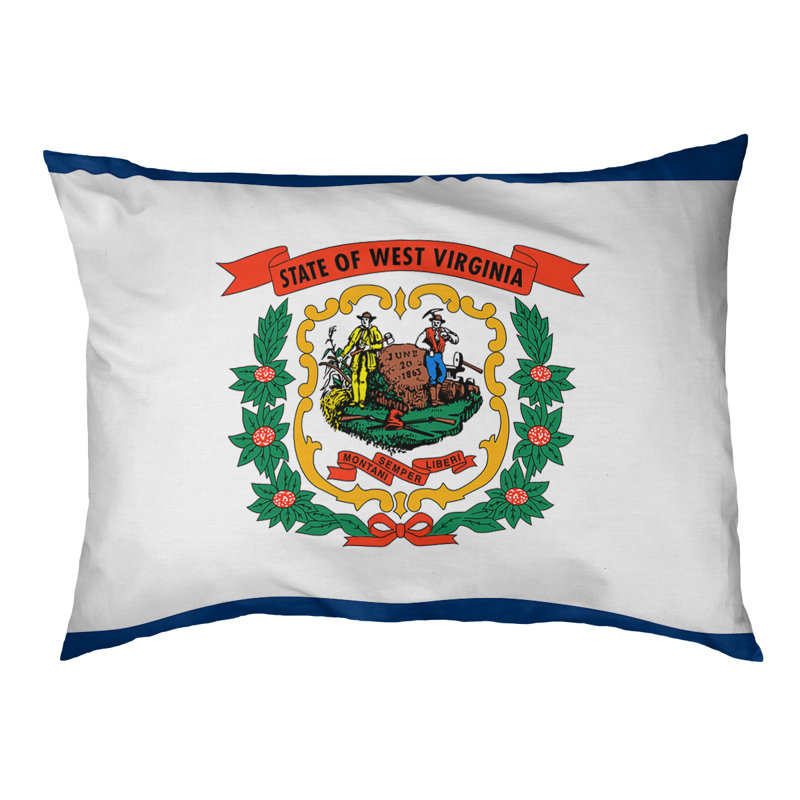 Coussin de concepteur west virginie flag Burien, L 19,5 po x l 29,5 po, Noir