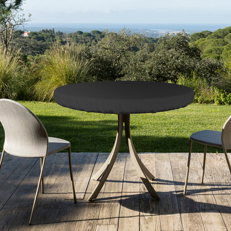 Heavy-Duty Multipurpose Round Patio Table Cover, Waterproof Outdoor UV-Resistant Table Top Cover, 4" H x 48" W x 48" D, Black