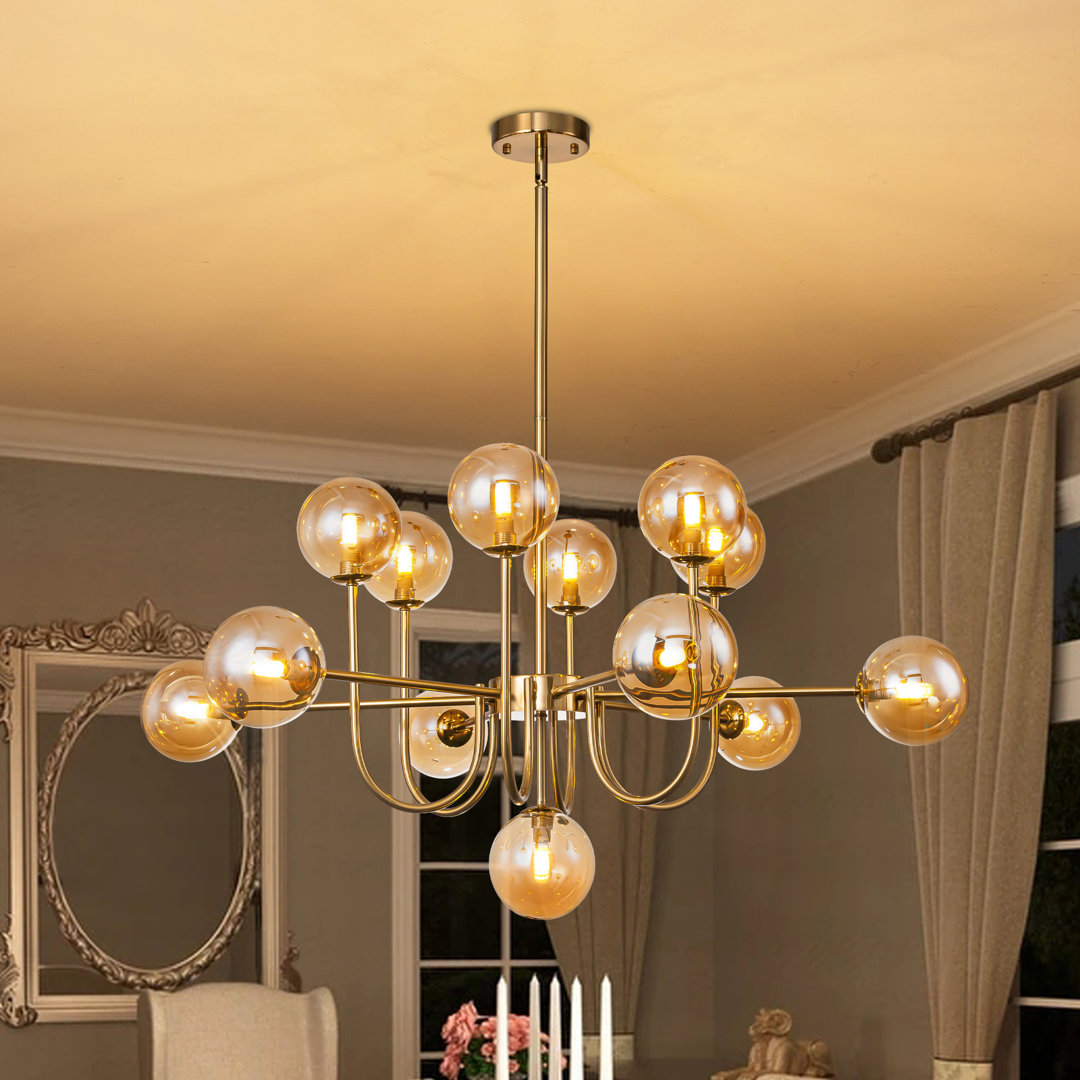 Rael 13 - Light Sputnik Modern Linear Glass Bubble Dining Chandelier Joss & Main 