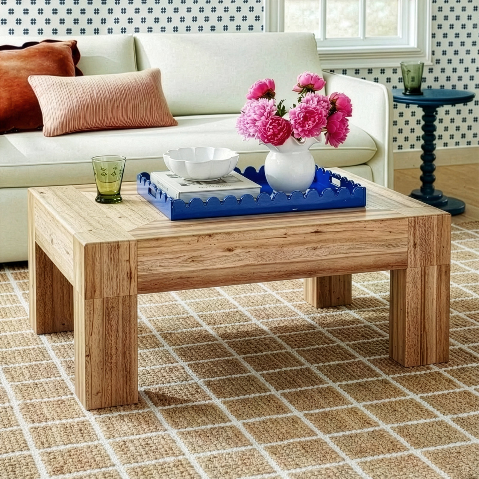 Adams 40" Square Oak Coffee Table, Natural