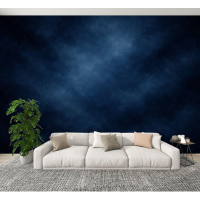 Peel and Stick Wallpaper Dark Blue Textured Abstract Subtle Brush Patterns Wall Murals 100"H x 144"W Removable PVC Wall Paper Self-Adhesive Wall Decor for Bedroom Living Room Home Office