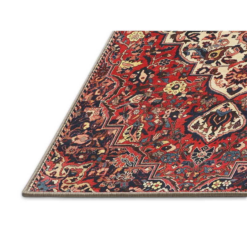 Tapis traditionnel rouge / noir, Rectangle 2 pi x 5 pi
