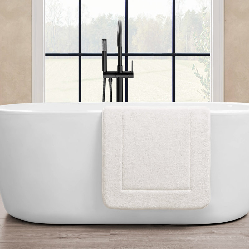 Non-Slip Bath Rug - Basics by Wayfair™, White, 20" W x 32" L