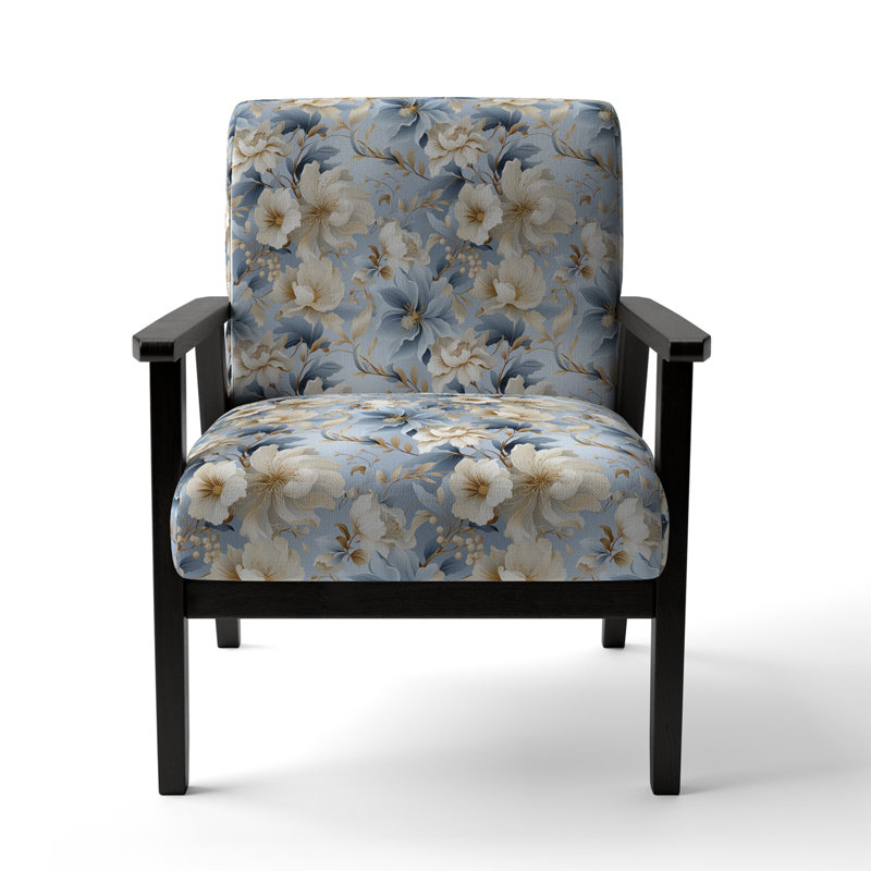 Chaise d'appoint florale Cobalt, Motif victorien floral éthéré rococo XI