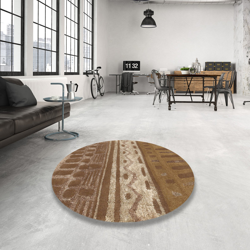 Tapis abstrait brun, Rond 4 pi