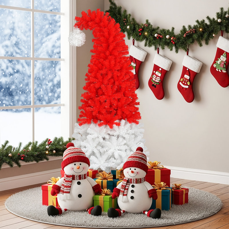 6 Ft Santa Hat White/red Artificial Christmas Tree