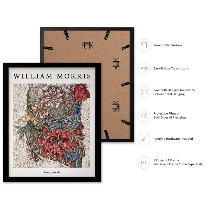 William Morris - Chèvrefeuille No2, Black Framed, Poster, 16"H x 20"W