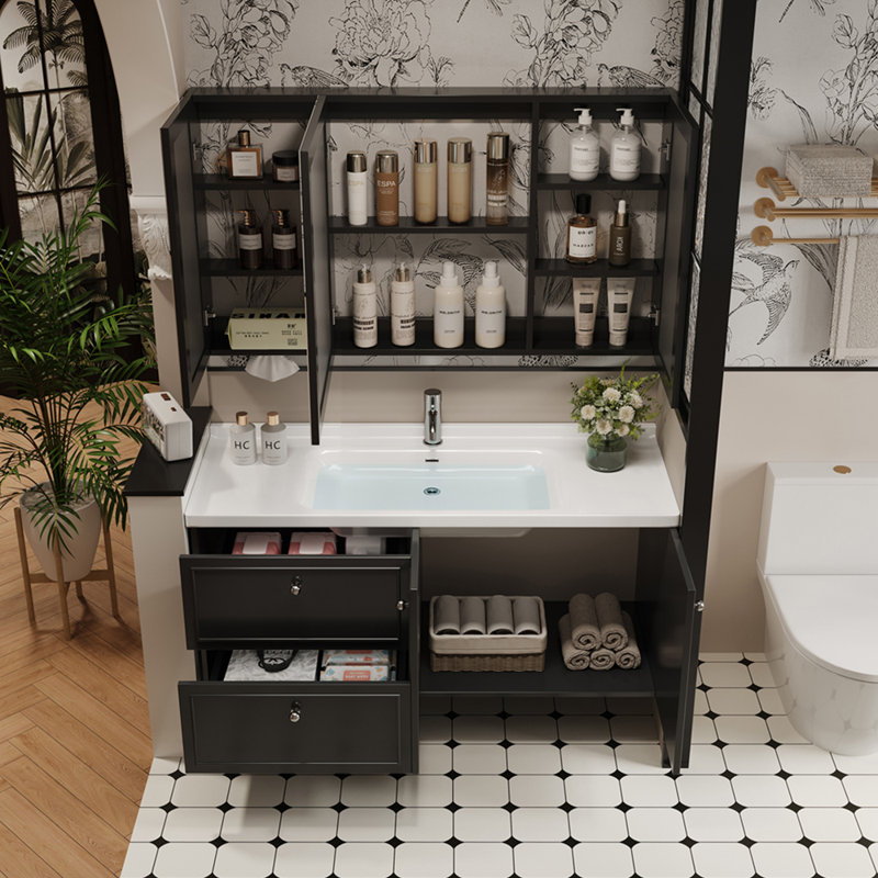 Meuble-lavabo noir simple de style français