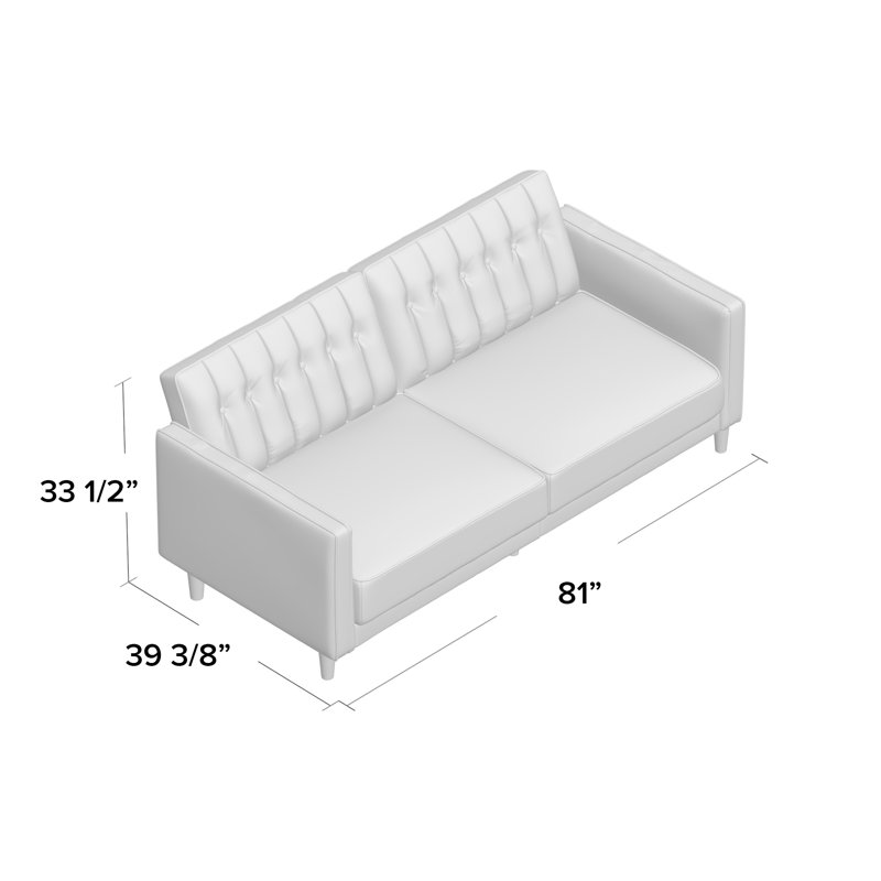 Grattan 81.1'' Velvet Futon, Gray 