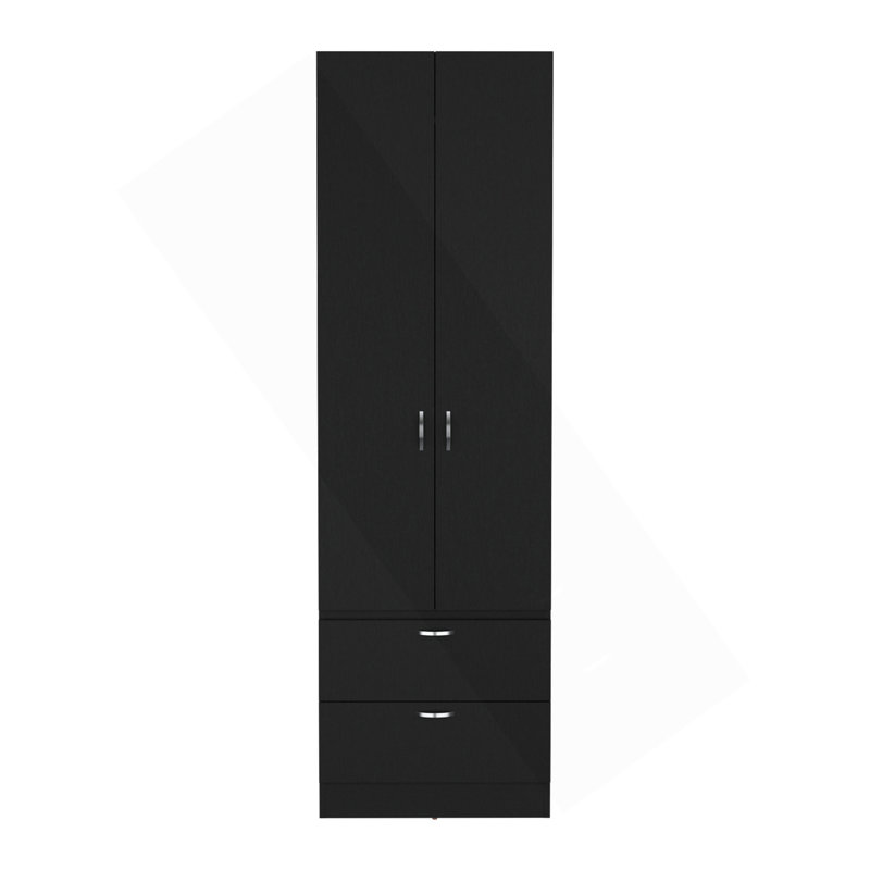 Armoire-penderie à armoire haute 76 po avec 2 tiroirs Vico, Noir