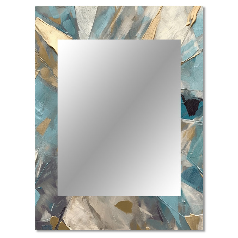 «Blue Gold Transcendent Liquide I» - miroir mural en marbre, 40 po x 30 po