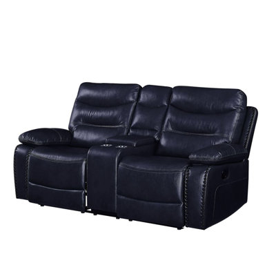 Adham Modern Sofa Aashi Loveseat W/Console Motion, Leather-Gel Match