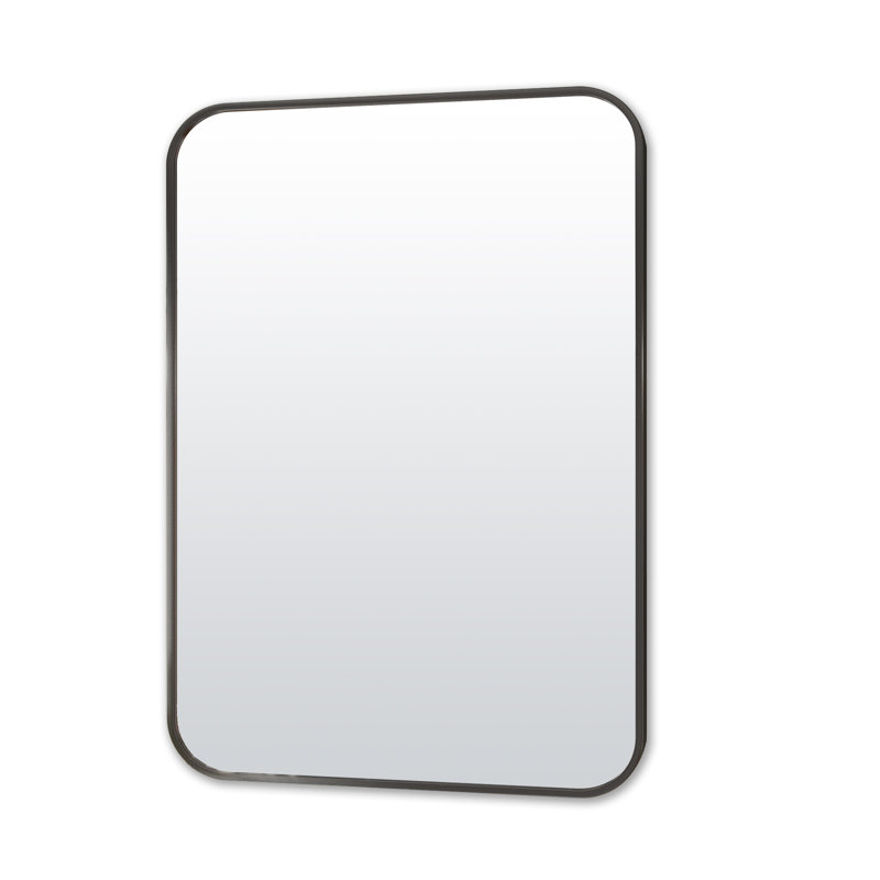 Odean Rectangle Metal Large Wall Mirror, 39" x 29", Black