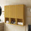 Armoire de salle de bain murale à rayures, avec portes, tablette et compartiment de rangement ouvert, couleur chêne doré-987654072
