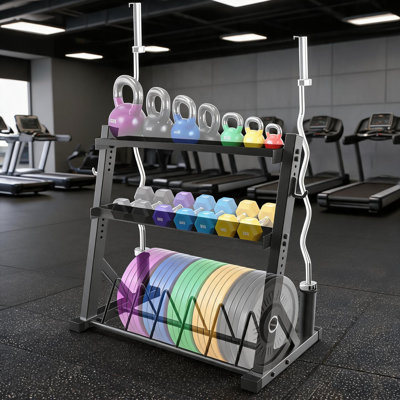 3-Tier Adjustable Dumbbell Rack, 1000 LBS Heavy-Duty Steel Weight Storage Stand for Home Gym