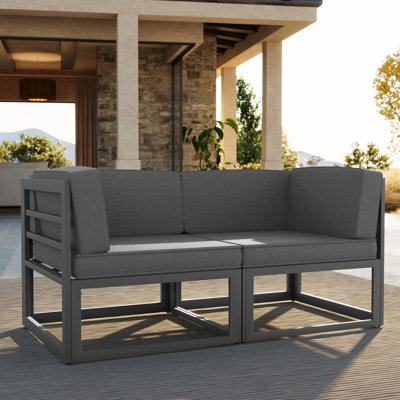 2-Piece Aluminum Outdoor Patio Sofa Corner Chair With Cushions (Set of 2) by Ebern Designs