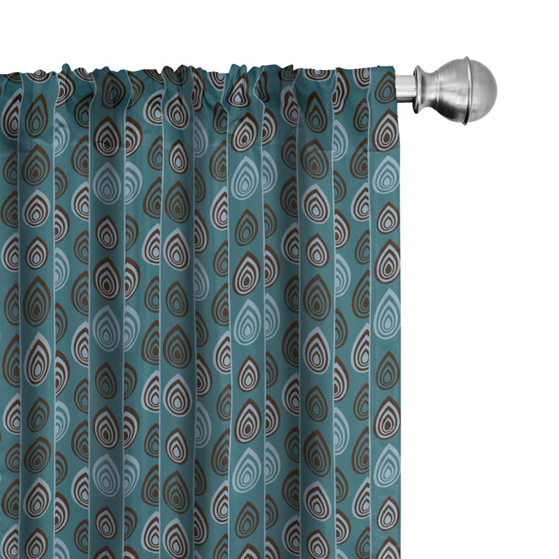 East Urban Home Ethnic 4-Panel Curtains, Striped Ornament, Teal Bluegrey Dark Brown, 56" W x 95" L