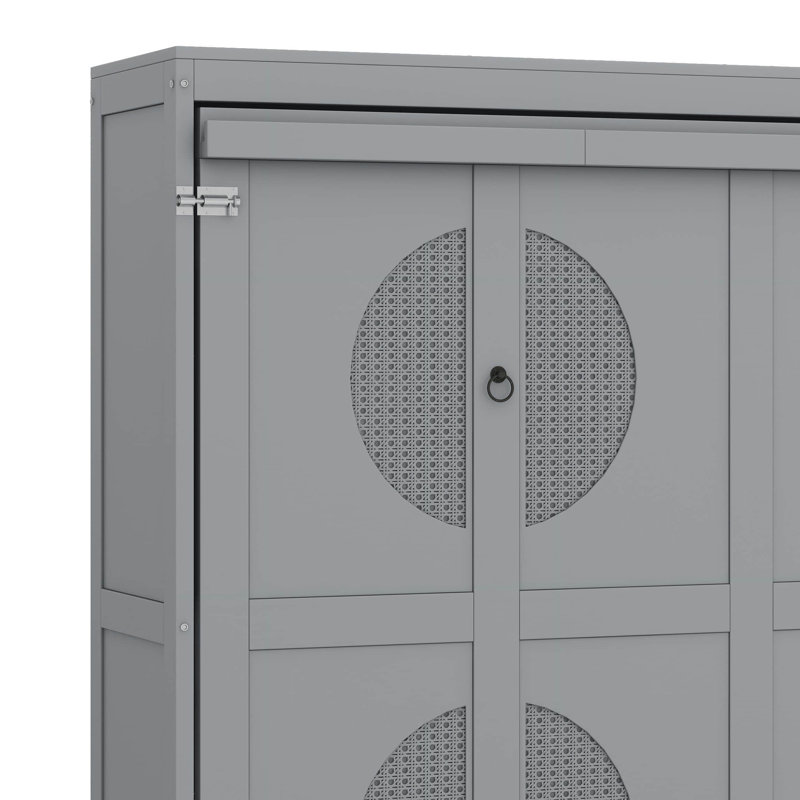 Lit escamotable mural multifonctionnel - Conception peu encombrante, Gris, Lit double