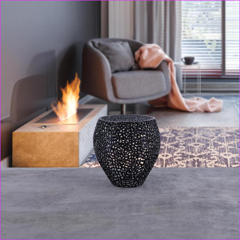 Noir et noir Table basse à cadre en fer Silver Ying Yang pour salon moderne et durable Polyvalent, Noir
