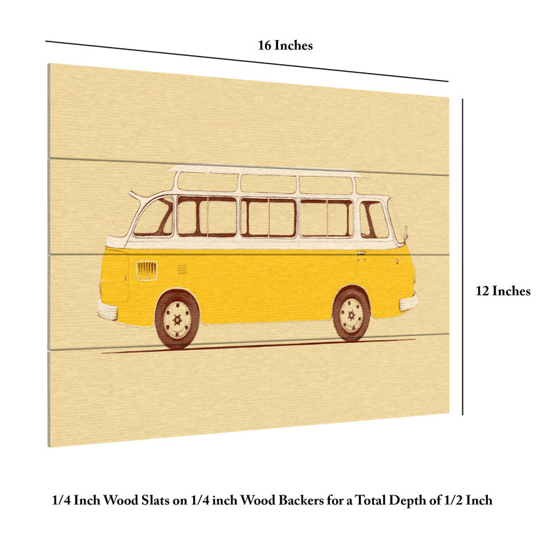 Florent Bodart  Yellow Van Wood Slat Art, H 12 po x l 16 po