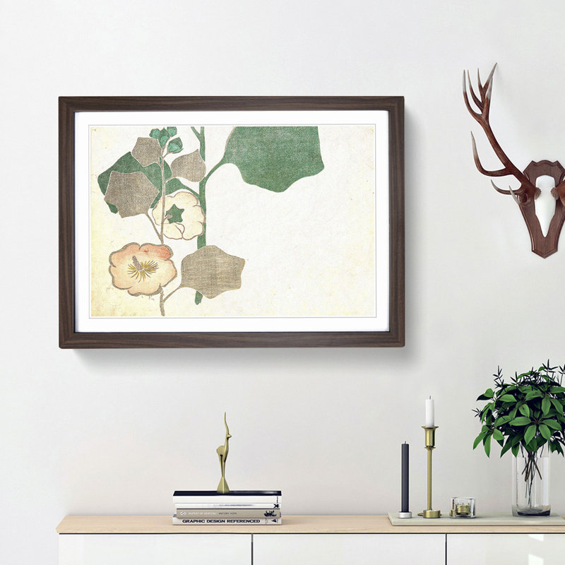 Floral Design by Ogata Korin - Framed Print, 48cm H x 65cm W x 2cm D, Walnut Framed