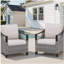 Ensemble de 2 chaises longues d'extérieur en osier gris avec coussins beiges pour véranda ou terrasse