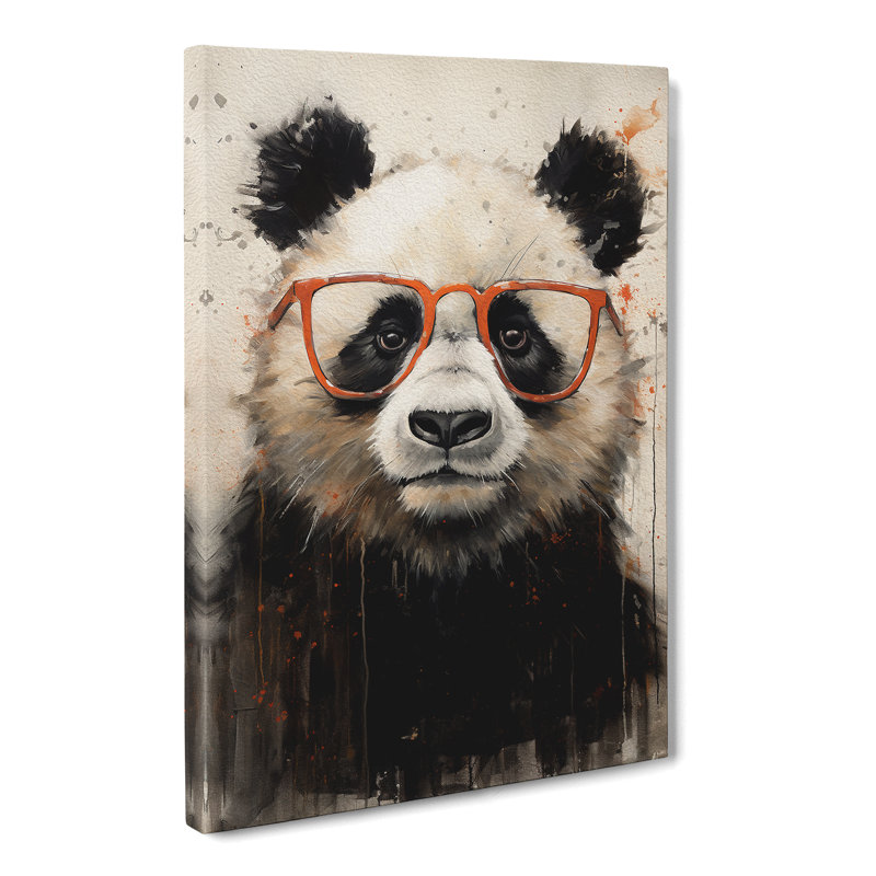 Panda With Glasses Painting No.2 - Wrapped Canvas, 60cm H x 40cm W x 3cm D