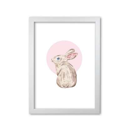 Watercolour Bunny With Pink Circle - Painting