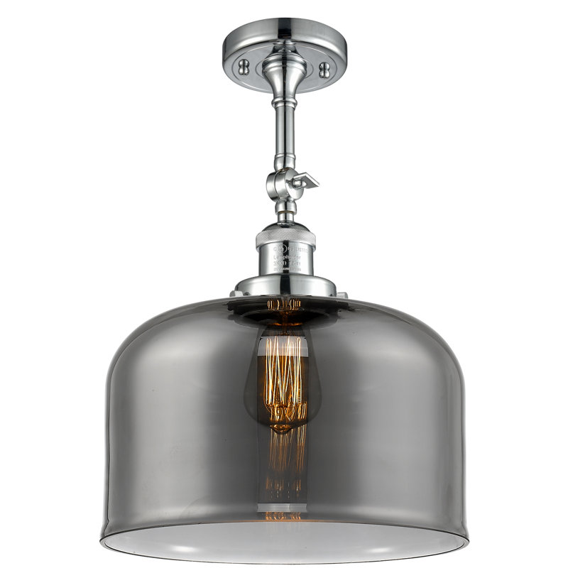 Plafonnier semi-encastré 1 lumière 12 po Temescal, Ampoule non incluse, Plaqué couleur fumée, Chrome poli