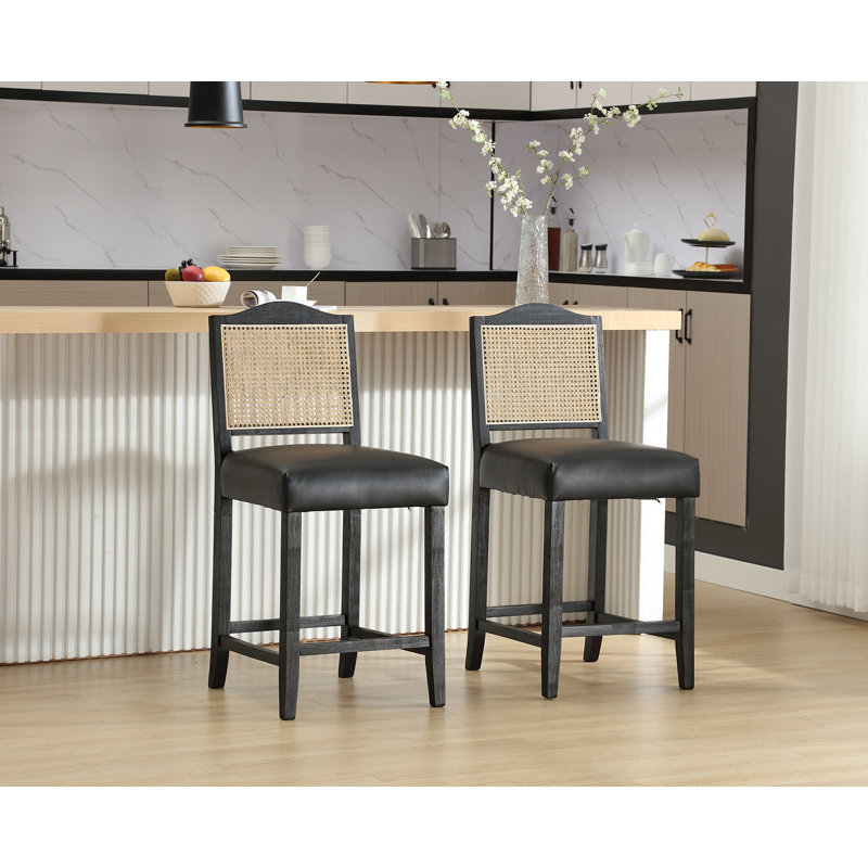 Tabouret de comptoir 26,5 po Ariew, Noir, Noir