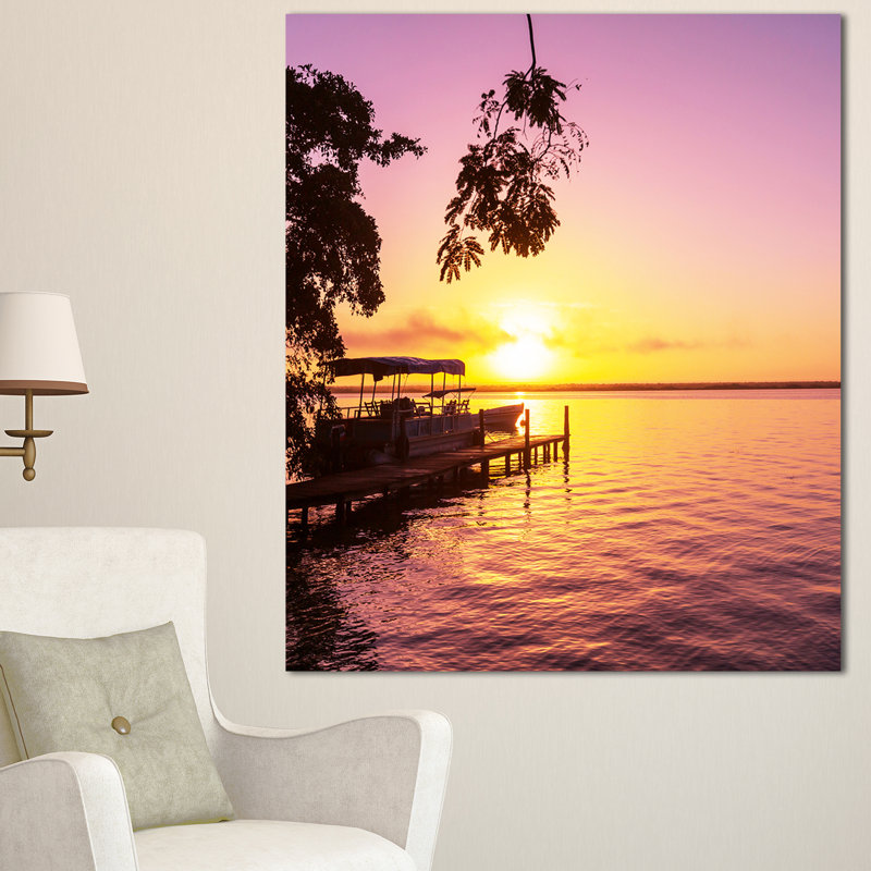 «Tropical Beach with Fantastic Sunset», reproduction de photo sur toile tendue, H 40 po x l 30 po x P 1 po