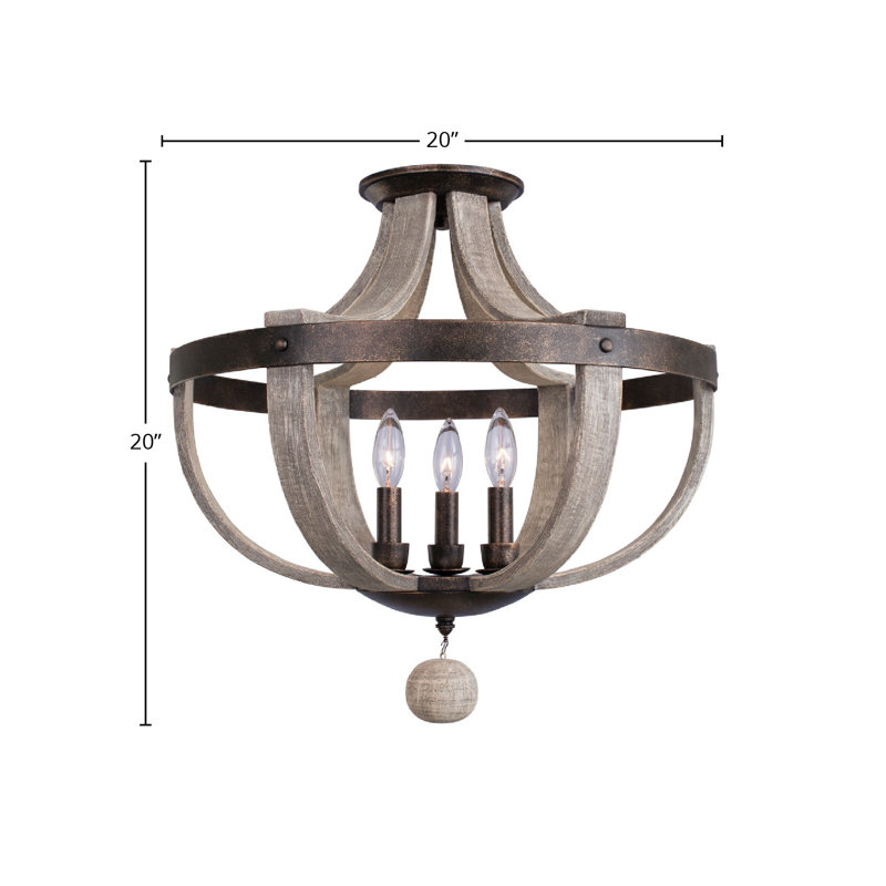 Harper 3 LT Florence Gold Semi-Flush Mount Kalco