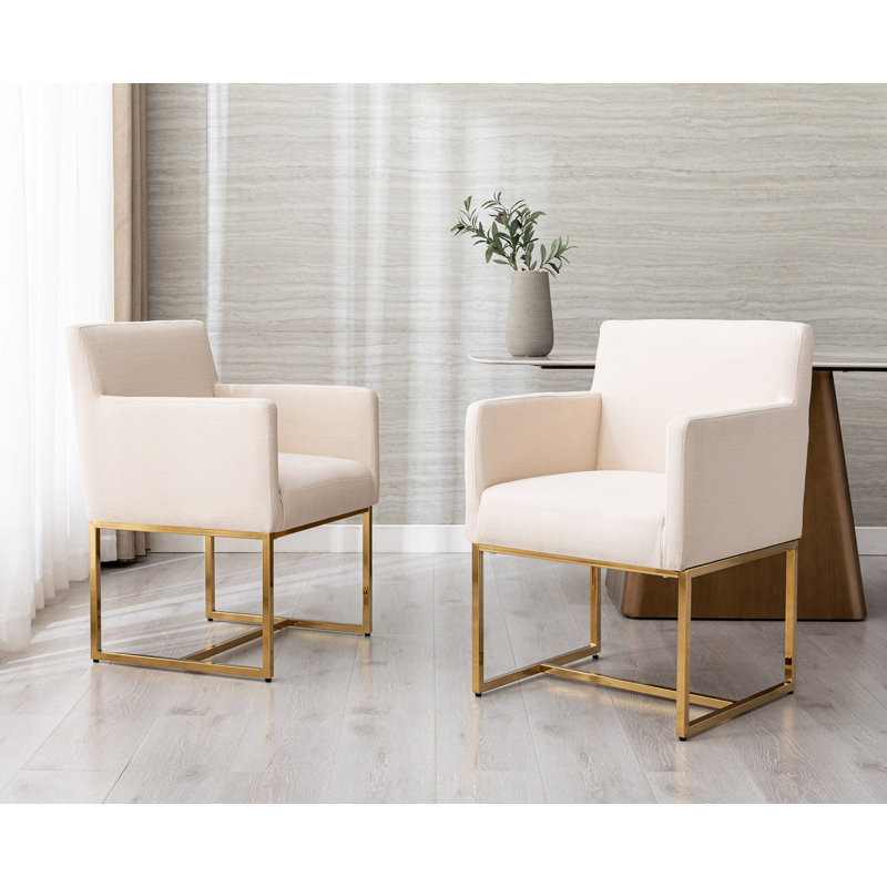 Chaise avec accoudoirs Thirlby, Beige, Or