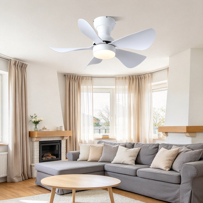Ventilateur de plafond encastré avec lumière et télécommande / app, 30" Wide, White