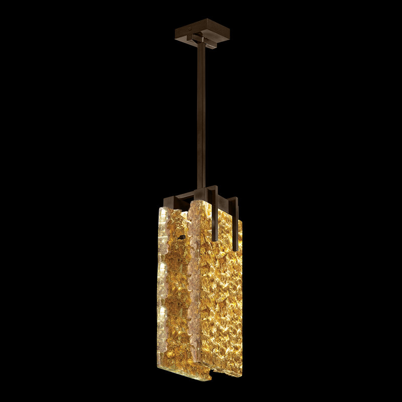 Terra 2 - Light Unique/Statement Pendant, Gold, Bronze, 21" H x 7.75" W x 7"D