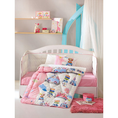 Ensemble de housse de couette 100% coton rose / blanc Killory 4 pièces