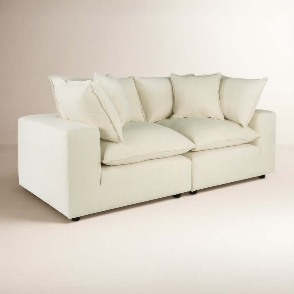 Ellaria 80" Modular Loveseat, Beige Polyester Blend