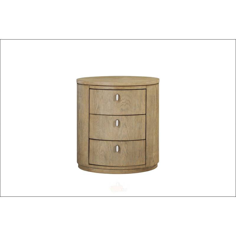 Table de chevet ovale avec tiroirs à fermeture en douceur, charge USB et finition en bois élégante pour les chambres modernes