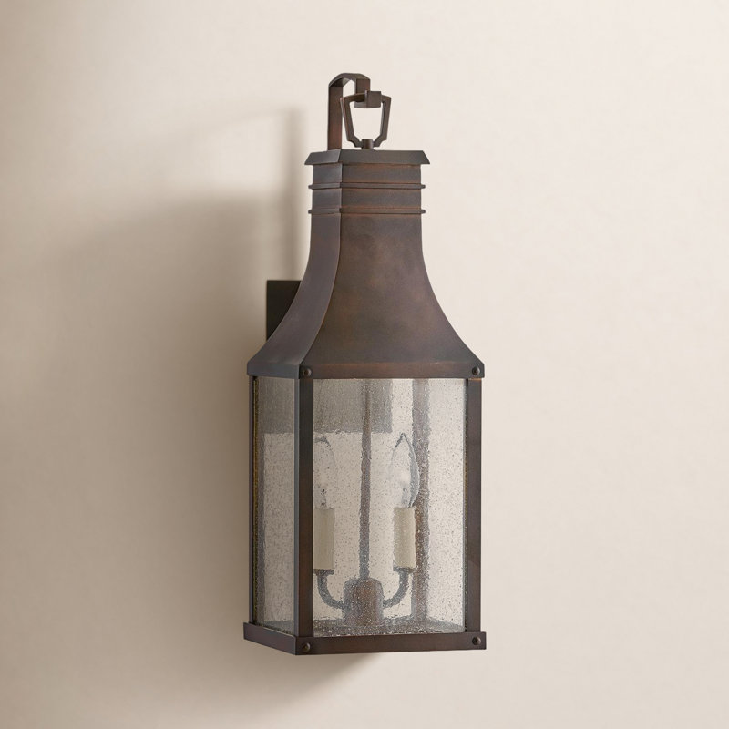 Beacon Hill Brown 2 - Bulb 23" H Seeded Glass Outdoor Wall Lantern