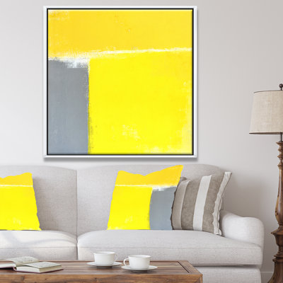 Gris et jaune/bleu/abstrait/reproduction d’art sur toile