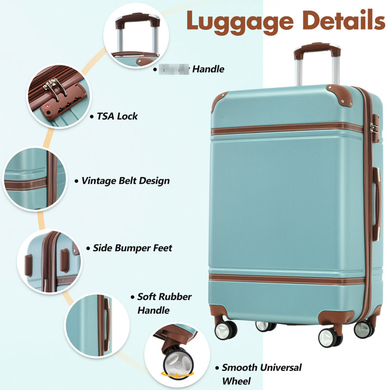 24 In Luggage : Lightweight Suitcase, Double Spinner Wheels, Tsa Lock, Extra Convenient Compartment, Travel Duffel And Toiletry Bag With Enlarged Space, Duffel, Case