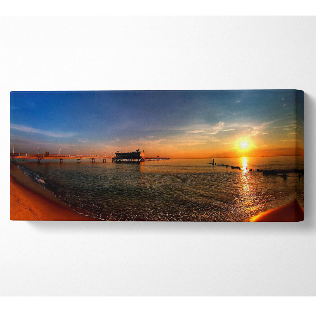 Sonnenaufgang Meerblick Pier Panoramaleinwand