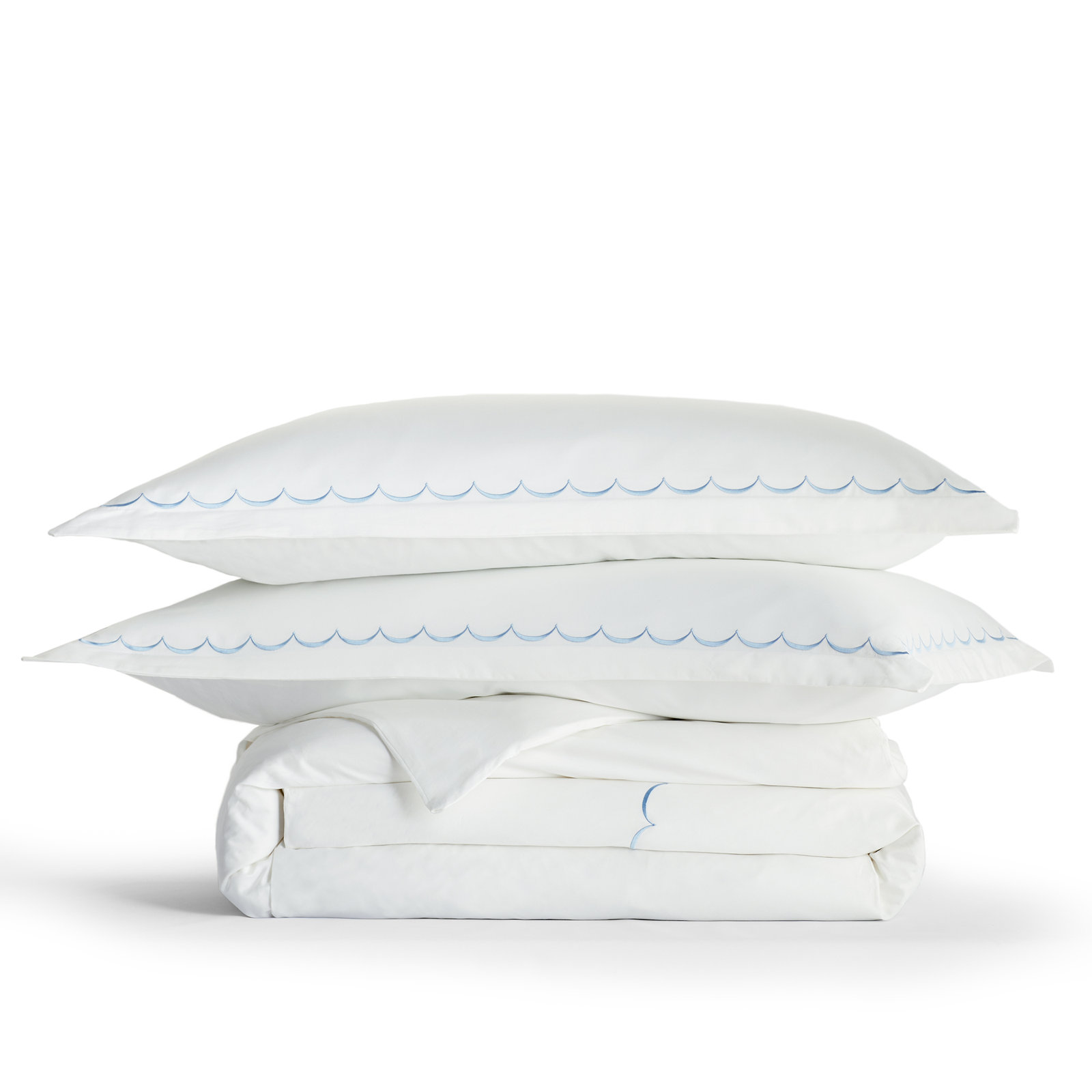 Brazier Cotton Duvet Cover Set, King Duvet Cover + 2 King Shams, Blue/White