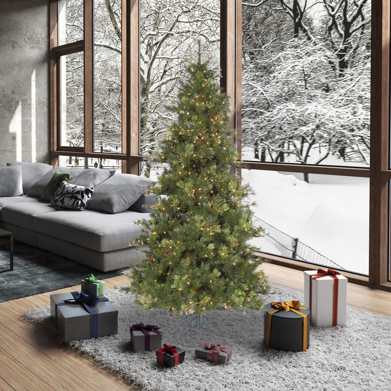 Lighted Pine Christmas Tree, 6.5' H x 53" W