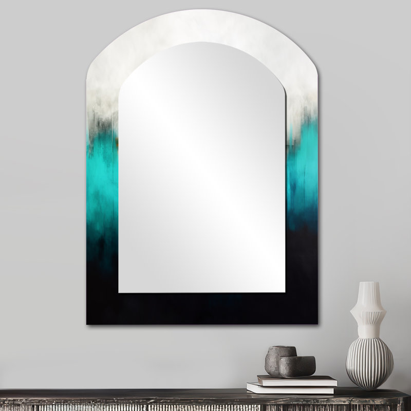 Miroir mural bleu et noir à motif abstrait Medley III - arche bleue, 34 po x 25 po