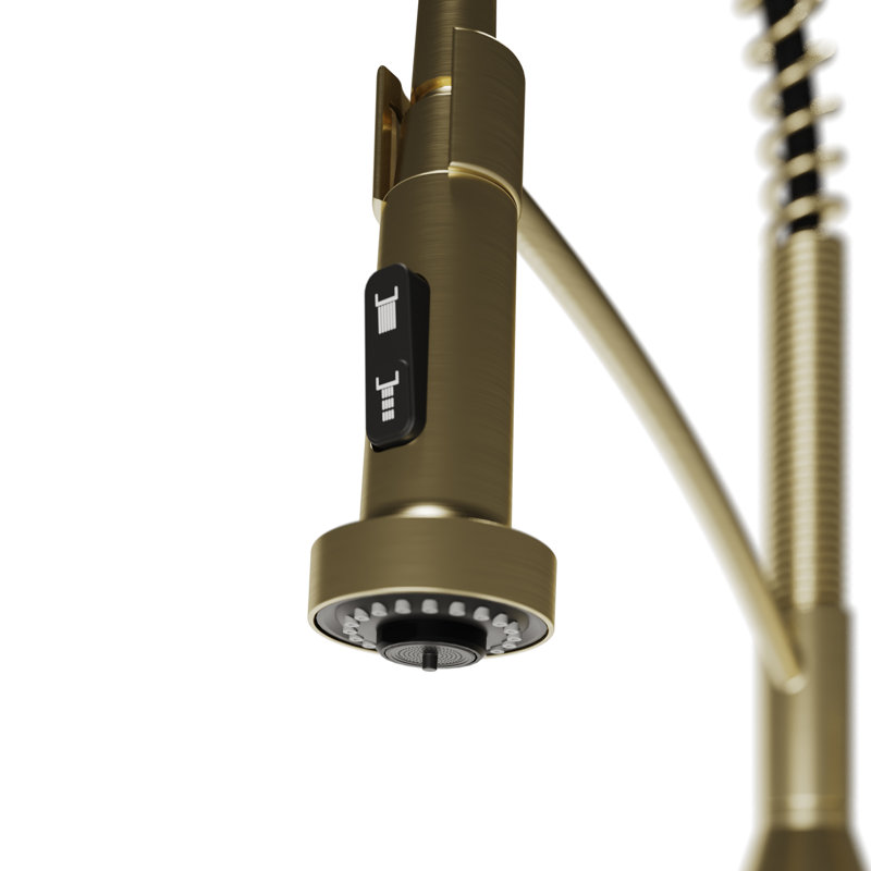 Karran Scottsdale Single-Handle Pull-Down Sprayer Commercial Style Kitchen Faucet in Spot-Free Brushed Gold, Brushed Gold